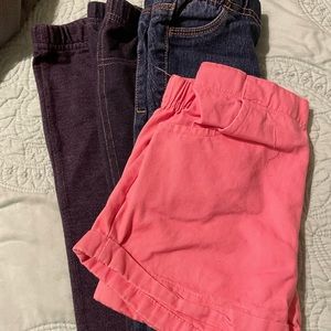 Jeans, leggings and a pair of shorts